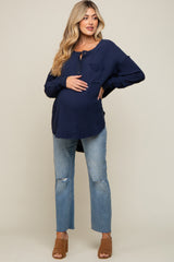 Navy Lightweight Button Front Maternity Tunic