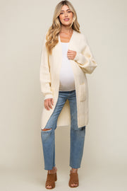 Cream Chunky Waffle Knit Maternity Cardigan