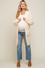 Cream Chunky Waffle Knit Maternity Cardigan