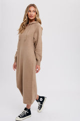 Mocha Hooded Sweater Midi Dress