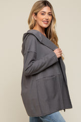 Charcoal Raw Hem Hooded Maternity Cardigan