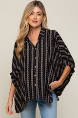 Black Printed Button Up Maternity Top