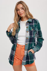 Green Plaid Shirt Jacket