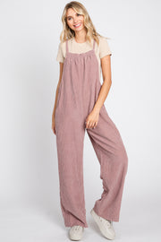 Mauve Corduroy Wide Leg Overalls