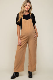 Camel Corduroy Wide Leg Maternity Overalls