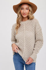 Taupe Open Chunky Knit Sweater