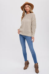 Taupe Open Chunky Knit Sweater