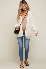 Cream Basic Maternity Knit Cardigan