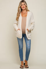 Cream Basic Maternity Knit Cardigan