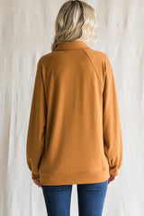 Camel Oversized Snap Button Collared Top