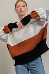 Black Colorblock Stripe Sweater