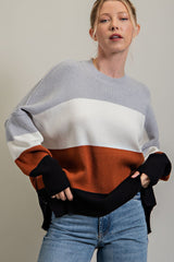 Black Colorblock Stripe Sweater