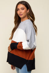 Black Colorblock Stripe Maternity Sweater