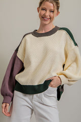 Ivory Multicolor Colorblock Sweater