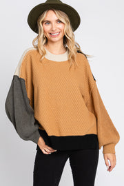 Camel Multicolor Colorblock Sweater