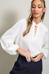 White Satin Cutout Maternity Blouse