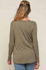 Olive Ribbed Knit Maternity Long Sleeve Top