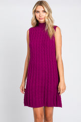 Plum Cable Knit Maternity Mini Sweater Dress