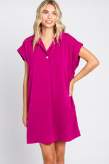 Magenta Collared Button Front Dress