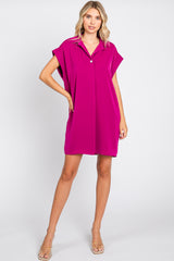 Magenta Collared Button Front Dress