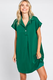 Hunter Green Collared Button Front Dress