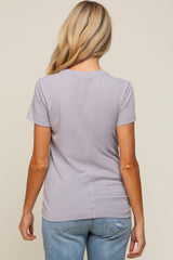 Grey Short Sleeve Maternity Top