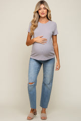 Grey Short Sleeve Maternity Top