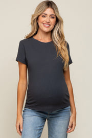 Charcoal Short Sleeve Maternity Top