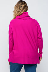 Fuchsia Cowl Neck Dolman Sleeve Maternity Plus Sweater