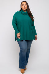 Forest Green Cowl Neck Dolman Sleeve Plus Sweater