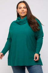 Forest Green Cowl Neck Dolman Sleeve Maternity Plus Sweater