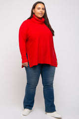 Red Cowl Neck Dolman Sleeve Plus Sweater