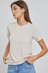 Beige Soft Knit Basic Maternity T-Shirt