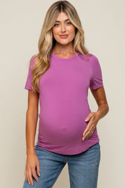 Purple Soft Knit Basic Maternity T-Shirt