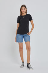 Black Soft Knit Basic Maternity T-Shirt