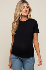 Black Soft Knit Basic Maternity T-Shirt