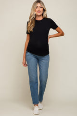 Black Soft Knit Basic Maternity T-Shirt