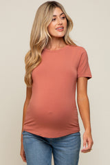 Rust Soft Knit Basic Maternity T-Shirt