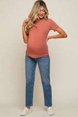 Rust Soft Knit Basic Maternity T-Shirt