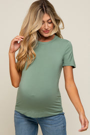 Light Olive Soft Knit Basic Maternity T-Shirt