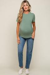 Light Olive Soft Knit Basic Maternity T-Shirt