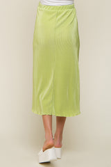 Lime Plisse Maternity Midi Skirt