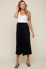 Black Plisse Maternity Midi Skirt