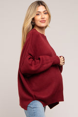 Burgundy Maternity Long Sleeve Sweater