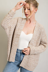 Beige Knit Cuffed Maternity Cardigan