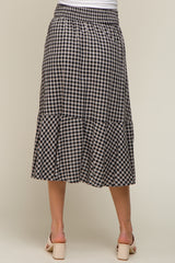 Black Plaid Ruffle Maternity Midi Skirt