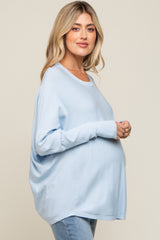 Light Blue Knit Long Dolman Sleeve Maternity Top