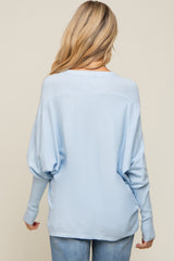 Light Blue Knit Long Dolman Sleeve Maternity Top