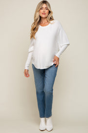 Cream Knit Long Dolman Sleeve Maternity Top