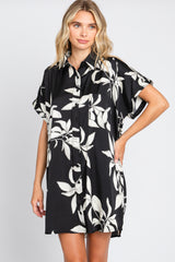 Black Floral Button Down Maternity Mini Dress